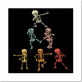 Retro Dancing Skeletons Cool Christmas Tree Dance Pose Posters and Art